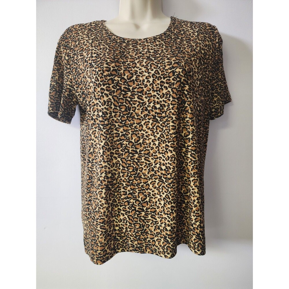 JR Bentley Animal Print Women's Leopard Print  Dress Shirt Sz L Blouse